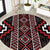 Red Tukutuku Pattern Aotearoa Round Carpet Niho Taniwha and Puhoro Motifs