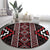 Red Tukutuku Pattern Aotearoa Round Carpet Niho Taniwha and Puhoro Motifs