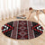 Red Tukutuku Pattern Aotearoa Round Carpet Niho Taniwha and Puhoro Motifs