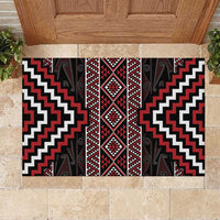 Red Tukutuku Pattern Aotearoa Rubber Doormat Niho Taniwha and Puhoro Motifs LT7 Red - Polynesian Pride