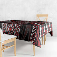 Red Tukutuku Pattern Aotearoa Tablecloth Niho Taniwha and Puhoro Motifs LT7 - Polynesian Pride