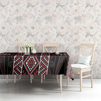 Red Tukutuku Pattern Aotearoa Tablecloth Niho Taniwha and Puhoro Motifs LT7 - Polynesian Pride