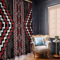 Red Tukutuku Pattern Aotearoa Window Curtain Niho Taniwha and Puhoro Motifs LT7 - Polynesian Pride