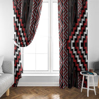 Red Tukutuku Pattern Aotearoa Window Curtain Niho Taniwha and Puhoro Motifs LT7 - Polynesian Pride