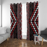 Red Tukutuku Pattern Aotearoa Window Curtain Niho Taniwha and Puhoro Motifs LT7 With Grommets Red - Polynesian Pride