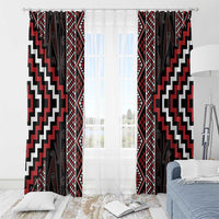 Red Tukutuku Pattern Aotearoa Window Curtain Niho Taniwha and Puhoro Motifs LT7 - Polynesian Pride