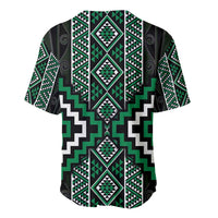 Jade Tukutuku Pattern Aotearoa Baseball Jersey Niho Taniwha and Puhoro Motifs