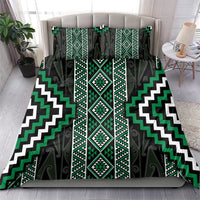 Jade Tukutuku Pattern Aotearoa Bedding Set Niho Taniwha and Puhoro Motifs