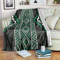 Jade Tukutuku Pattern Aotearoa Blanket Niho Taniwha and Puhoro Motifs LT7 Green - Polynesian Pride