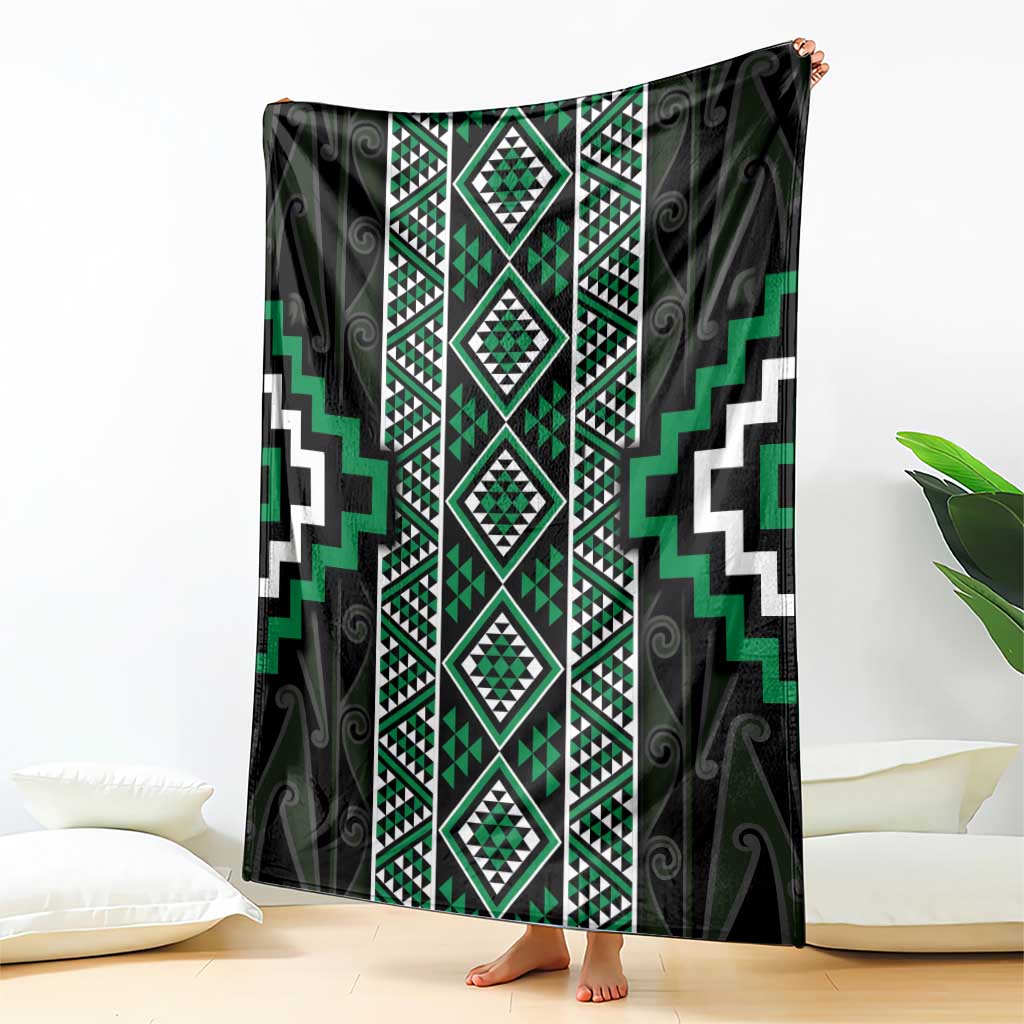 Jade Tukutuku Pattern Aotearoa Blanket Niho Taniwha and Puhoro Motifs LT7 - Polynesian Pride