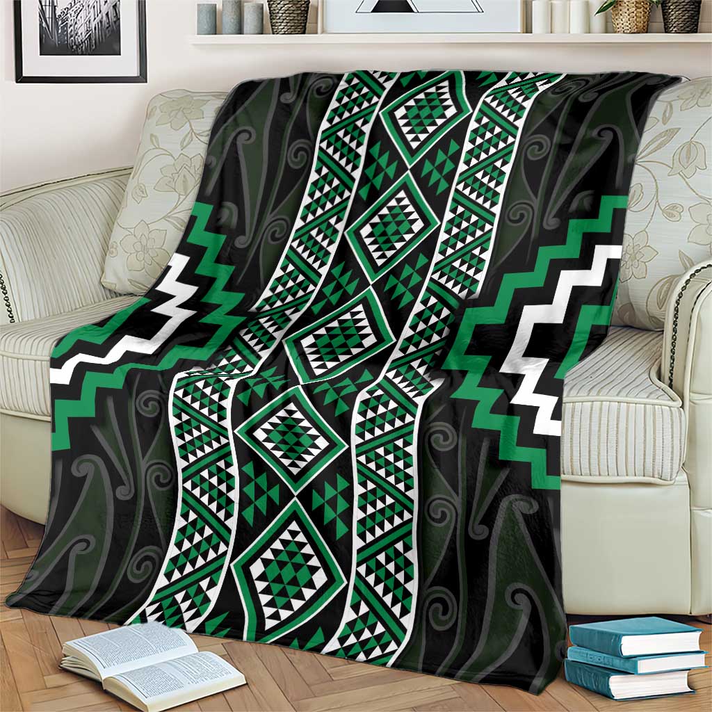 Jade Tukutuku Pattern Aotearoa Blanket Niho Taniwha and Puhoro Motifs LT7 - Polynesian Pride