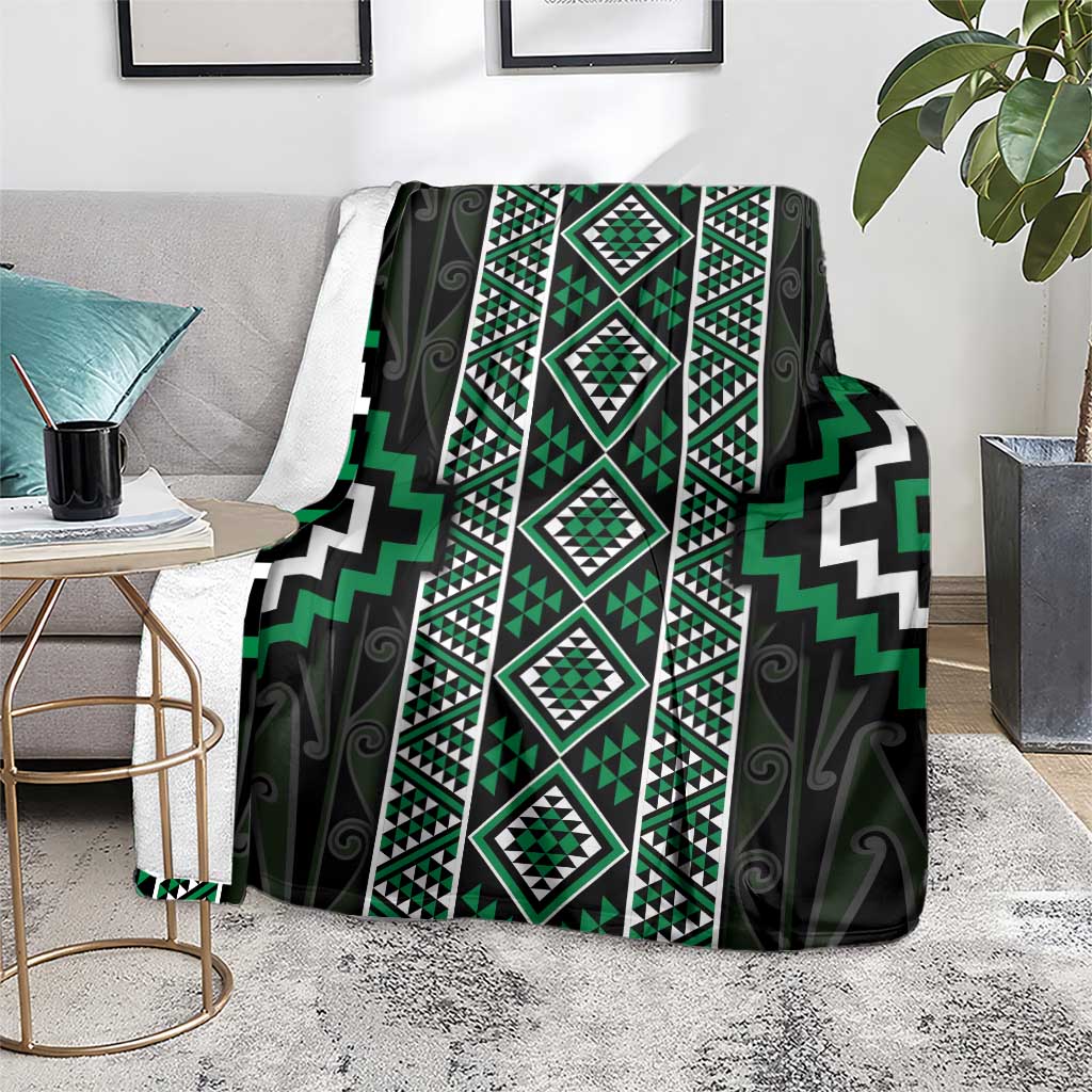 Jade Tukutuku Pattern Aotearoa Blanket Niho Taniwha and Puhoro Motifs LT7 - Polynesian Pride