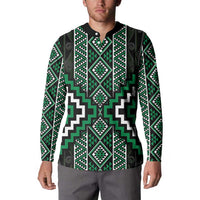 Jade Tukutuku Pattern Aotearoa Button Sweatshirt Niho Taniwha and Puhoro Motifs LT7 - Polynesian Pride