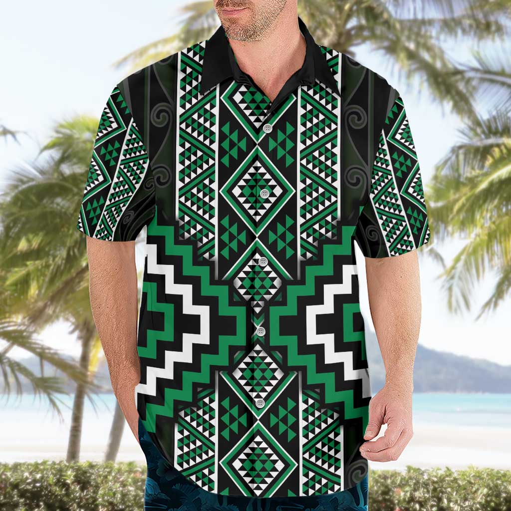 Jade Tukutuku Pattern Aotearoa Hawaiian Shirt Niho Taniwha and Puhoro Motifs LT7 - Polynesian Pride