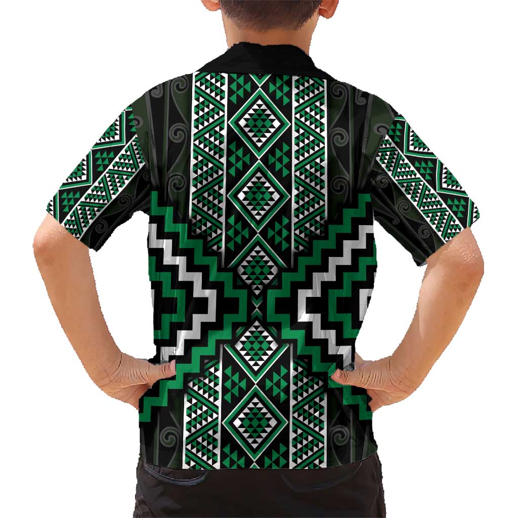 Jade Tukutuku Pattern Aotearoa Hawaiian Shirt Niho Taniwha and Puhoro Motifs LT7 - Polynesian Pride