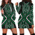 Jade Tukutuku Pattern Aotearoa Hoodie Dress Niho Taniwha and Puhoro Motifs