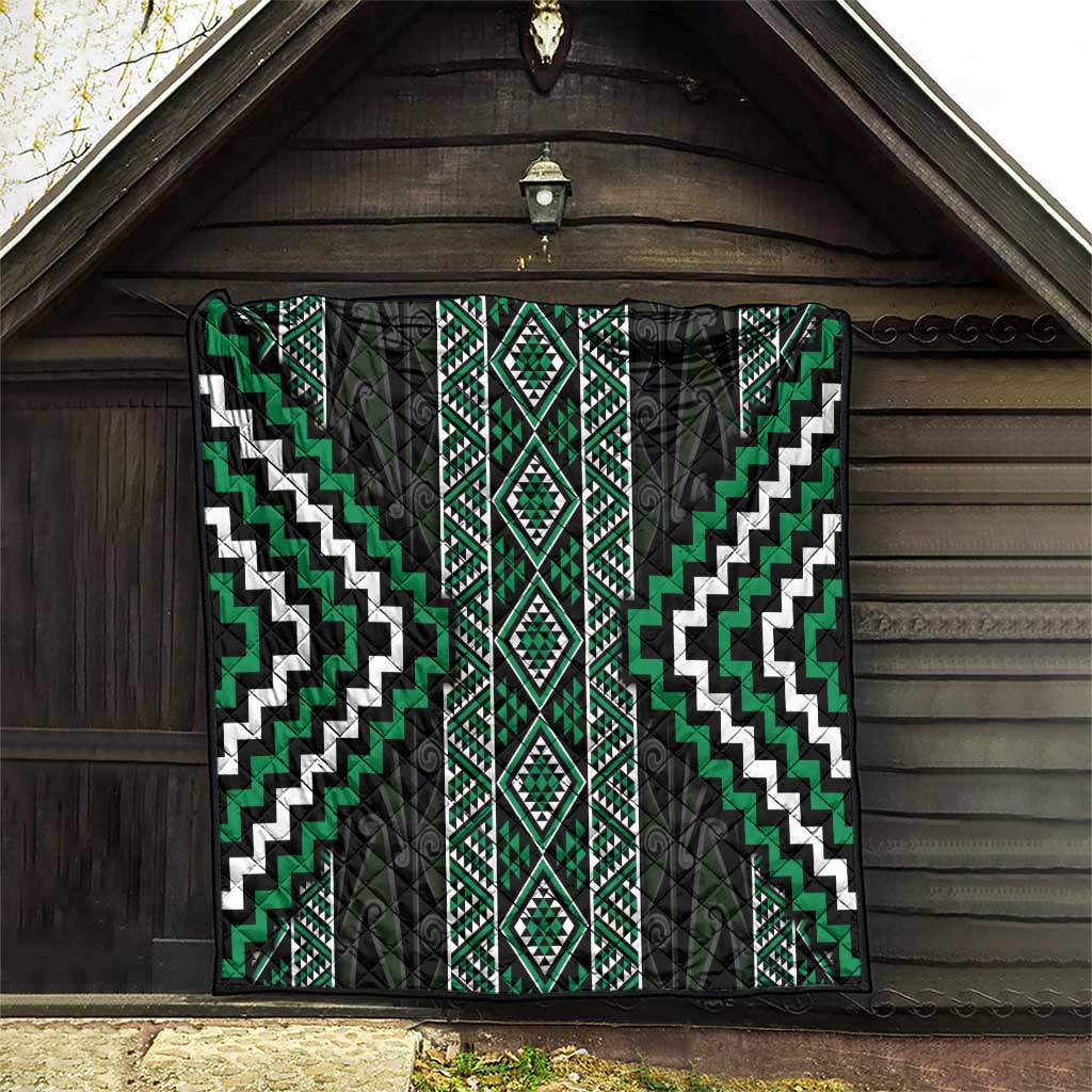 Jade Tukutuku Pattern Aotearoa Quilt Niho Taniwha and Puhoro Motifs