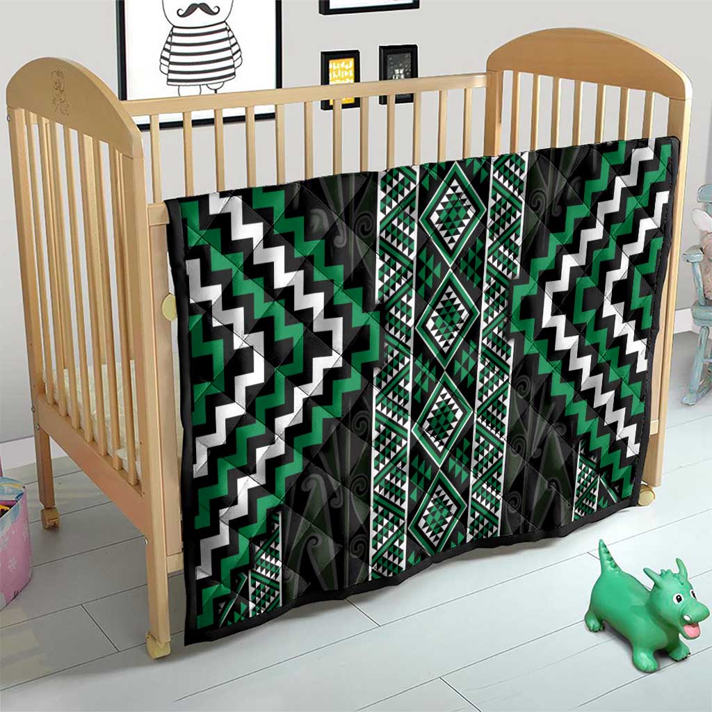 Jade Tukutuku Pattern Aotearoa Quilt Niho Taniwha and Puhoro Motifs