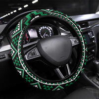 Jade Tukutuku Pattern Aotearoa Steering Wheel Cover Niho Taniwha and Puhoro Motifs LT7 Universal Fit Green - Polynesian Pride