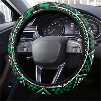 Jade Tukutuku Pattern Aotearoa Steering Wheel Cover Niho Taniwha and Puhoro Motifs LT7 - Polynesian Pride
