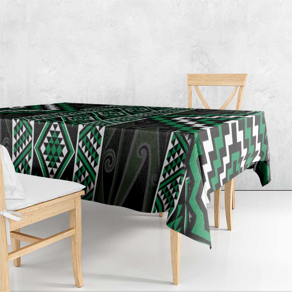 Jade Tukutuku Pattern Aotearoa Tablecloth Niho Taniwha and Puhoro Motifs LT7 - Polynesian Pride