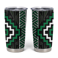 Jade Tukutuku Pattern Aotearoa Tumbler Cup Niho Taniwha and Puhoro Motifs LT7 Green - Polynesian Pride