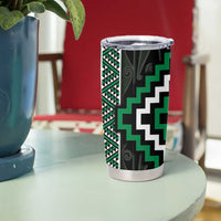 Jade Tukutuku Pattern Aotearoa Tumbler Cup Niho Taniwha and Puhoro Motifs LT7 - Polynesian Pride