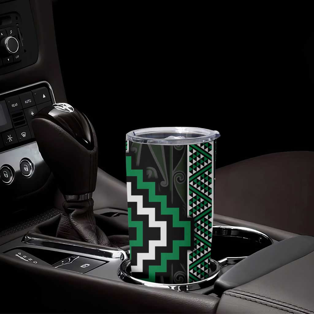 Jade Tukutuku Pattern Aotearoa Tumbler Cup Niho Taniwha and Puhoro Motifs LT7 - Polynesian Pride