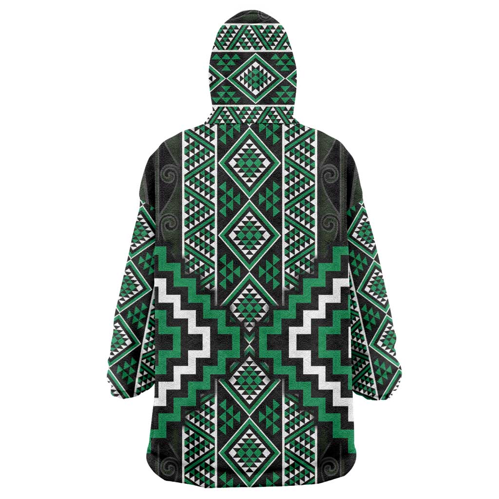 Jade Tukutuku Pattern Aotearoa Wearable Blanket Hoodie Niho Taniwha and Puhoro Motifs LT7 - Polynesian Pride