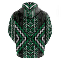 Jade Tukutuku Pattern Aotearoa Zip Hoodie Niho Taniwha and Puhoro Motifs