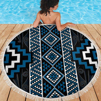 Azure Tukutuku Pattern Aotearoa Beach Blanket Niho Taniwha and Puhoro Motifs LT7 - Polynesian Pride