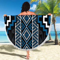 Azure Tukutuku Pattern Aotearoa Beach Blanket Niho Taniwha and Puhoro Motifs LT7 - Polynesian Pride