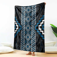 Azure Tukutuku Pattern Aotearoa Blanket Niho Taniwha and Puhoro Motifs LT7 - Polynesian Pride