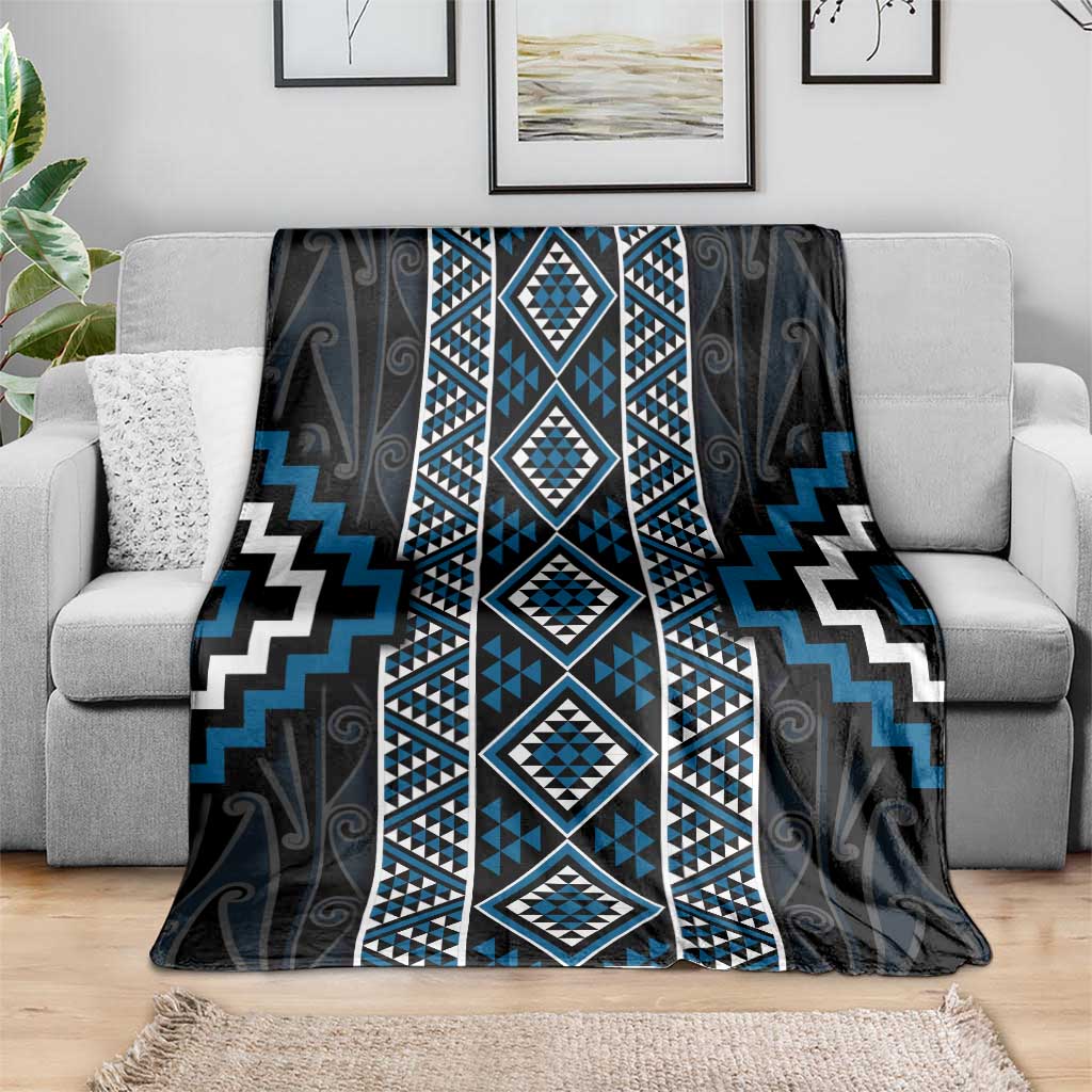 Azure Tukutuku Pattern Aotearoa Blanket Niho Taniwha and Puhoro Motifs LT7 - Polynesian Pride