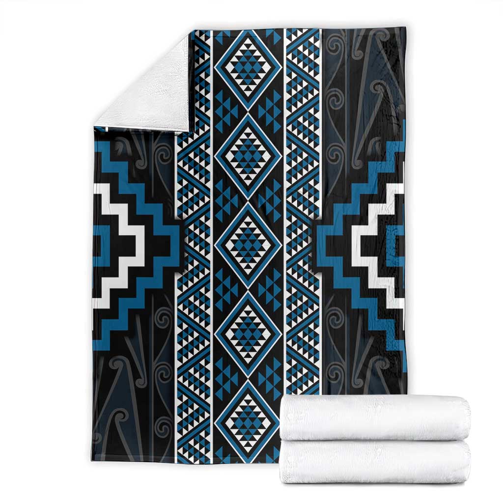 Azure Tukutuku Pattern Aotearoa Blanket Niho Taniwha and Puhoro Motifs LT7 - Polynesian Pride