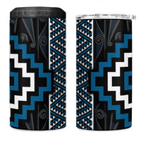 Azure Tukutuku Pattern Aotearoa 4 in 1 Can Cooler Tumbler Niho Taniwha and Puhoro Motifs LT7 One Size: 16 oz Blue - Polynesian Pride