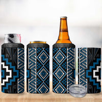 Azure Tukutuku Pattern Aotearoa 4 in 1 Can Cooler Tumbler Niho Taniwha and Puhoro Motifs LT7 - Polynesian Pride