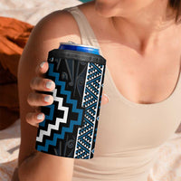 Azure Tukutuku Pattern Aotearoa 4 in 1 Can Cooler Tumbler Niho Taniwha and Puhoro Motifs LT7 - Polynesian Pride