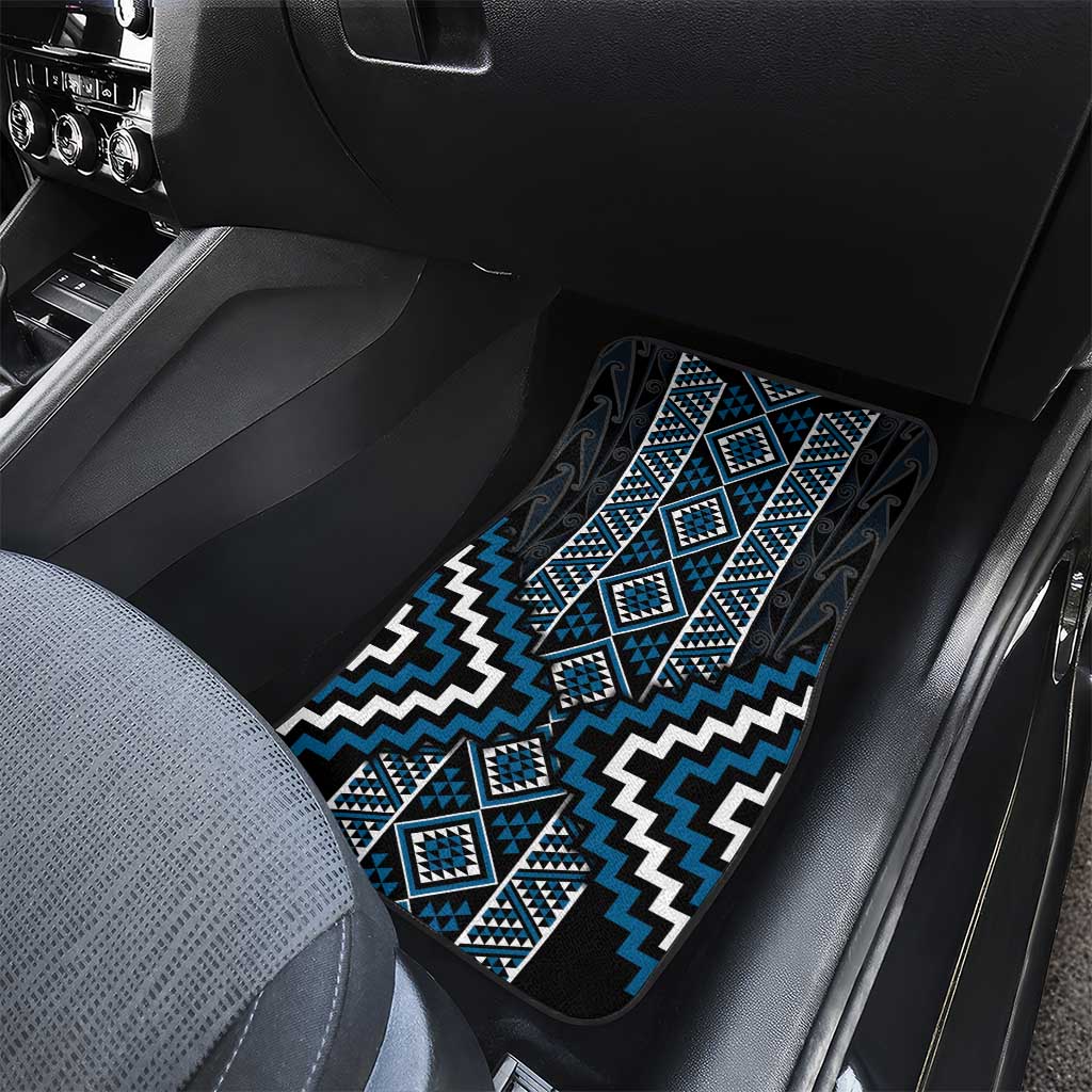 Azure Tukutuku Pattern Aotearoa Car Mats Niho Taniwha and Puhoro Motifs LT7 - Polynesian Pride