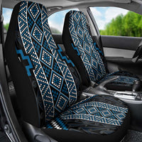 Azure Tukutuku Pattern Aotearoa Car Seat Cover Niho Taniwha and Puhoro Motifs