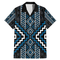 Azure Tukutuku Pattern Aotearoa Family Matching Mermaid Dress and Hawaiian Shirt Niho Taniwha and Puhoro Motifs