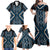 Azure Tukutuku Pattern Aotearoa Family Matching Off Shoulder Maxi Dress and Hawaiian Shirt Niho Taniwha and Puhoro Motifs