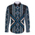 Azure Tukutuku Pattern Aotearoa Family Matching Off Shoulder Maxi Dress and Hawaiian Shirt Niho Taniwha and Puhoro Motifs