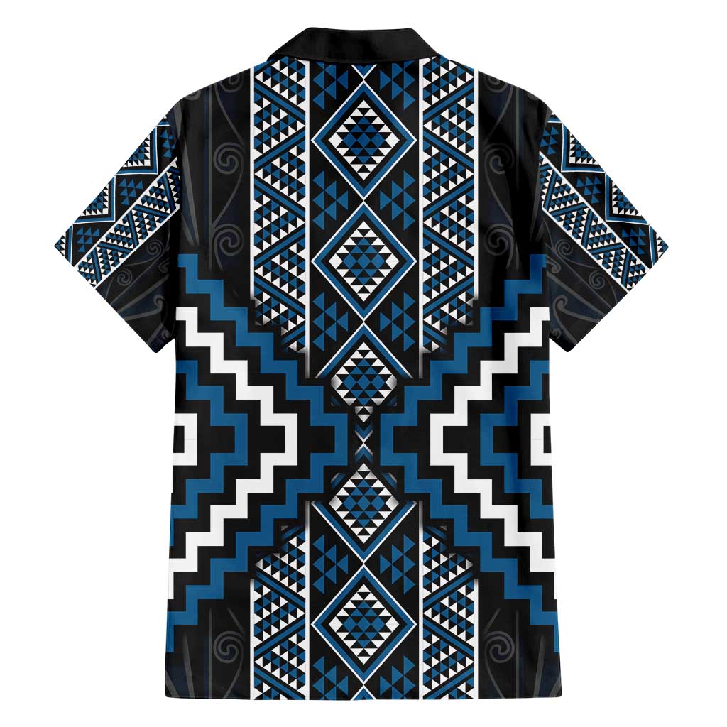 Azure Tukutuku Pattern Aotearoa Hawaiian Shirt Niho Taniwha and Puhoro Motifs LT7 - Polynesian Pride