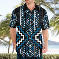 Azure Tukutuku Pattern Aotearoa Hawaiian Shirt Niho Taniwha and Puhoro Motifs LT7 - Polynesian Pride