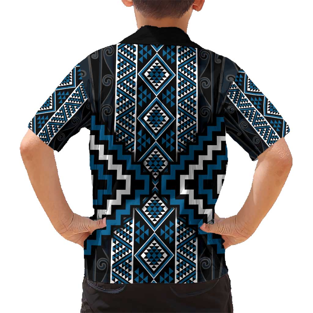 Azure Tukutuku Pattern Aotearoa Hawaiian Shirt Niho Taniwha and Puhoro Motifs LT7 - Polynesian Pride