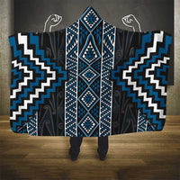 Azure Tukutuku Pattern Aotearoa Hooded Blanket Niho Taniwha and Puhoro Motifs LT7 - Polynesian Pride