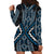 Azure Tukutuku Pattern Aotearoa Hoodie Dress Niho Taniwha and Puhoro Motifs