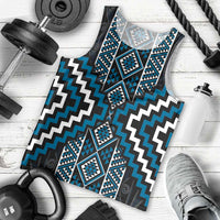 Azure Tukutuku Pattern Aotearoa Men Tank Top Niho Taniwha and Puhoro Motifs LT7 - Polynesian Pride