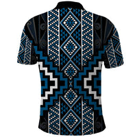 Azure Tukutuku Pattern Aotearoa Polo Shirt Niho Taniwha and Puhoro Motifs